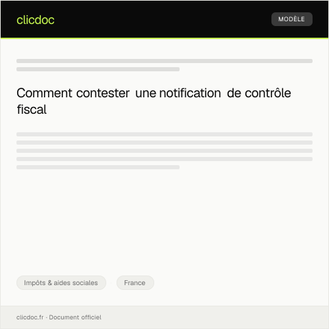 Aperçu du document Contestations d'une notification de contrôle fiscal — Impôts & aides sociales, France
