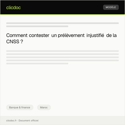 Aperçu du document Contestation d'un prélèvement injustifié sur le compte bancaire — Banque & finance, Maroc