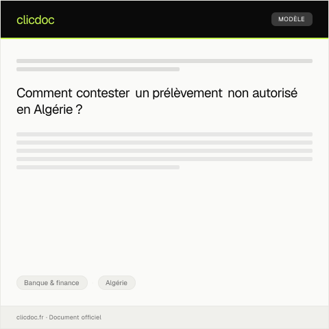 Aperçu du document Requête pour la contestation d’un prélèvement non autorisé — Banque & finance, Algérie