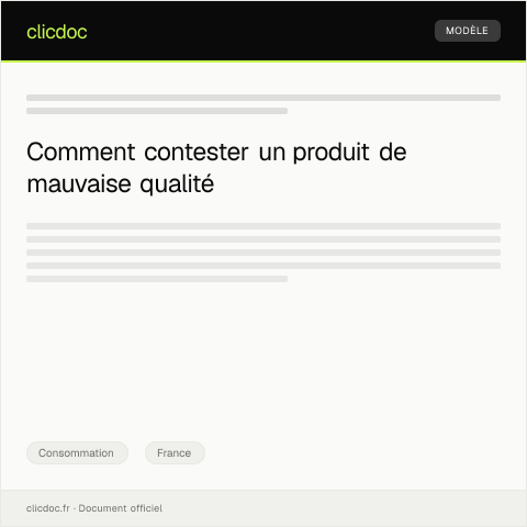 Aperçu du document Contestations concernant la qualité d'un produit acheté — Consommation, France