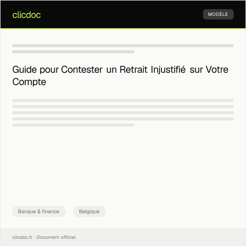 Aperçu du document Contestation d’un retrait contesté sur le compte bancaire — Banque & finance, Belgique