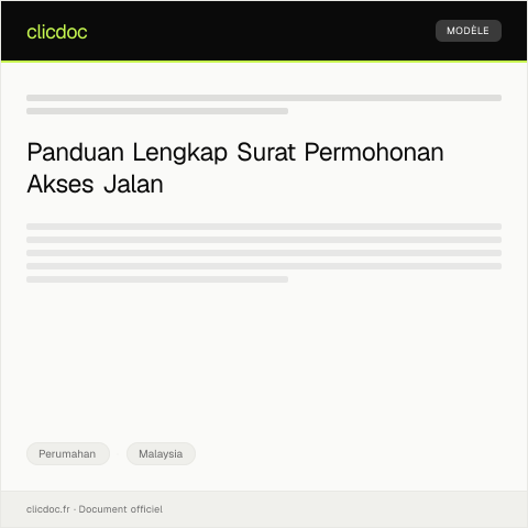 Document preview: Surat Rasmi Permohonan Pengesahan Akses Jalan — Perumahan, Malaysia