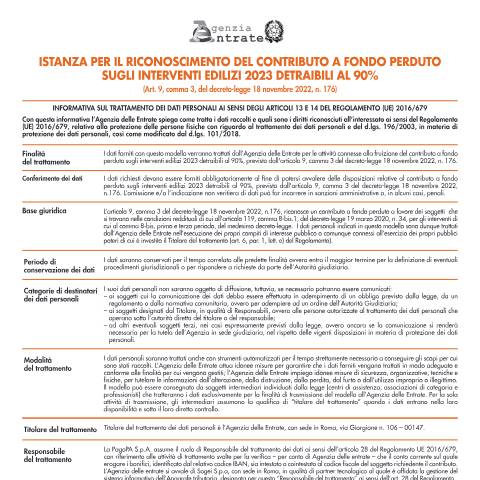 Anteprima documento Contributo a fondo perduto per interventi edilizi 2023 detraibili al 90% — Agevolazioni, Italia