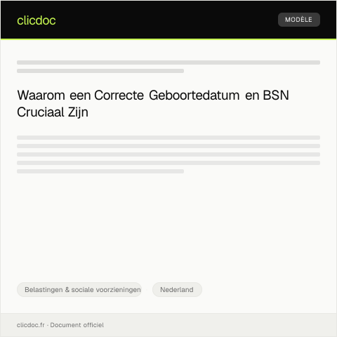 Documentvoorvertoning: Controle en bevestiging van geboortedatum en BSN — Belastingen & sociale voorzieningen, Nederland