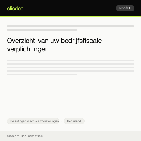 Documentvoorvertoning: Controle en overzicht van bedrijfsfiscale verplichtingen — Belastingen & sociale voorzieningen, Nederland