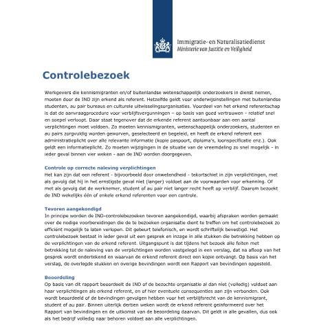 Documentvoorvertoning: Controlebezoek — IND — immigratie, Nederland (CERFA n°3096)