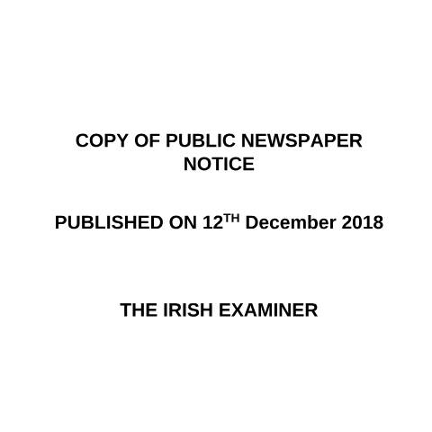 Document preview: Cork City Council - Flood Defence Works — planning application to abp appendix b news paper advertisement 3742 kb — Department of Housing, Local Government and Heritage, Ireland