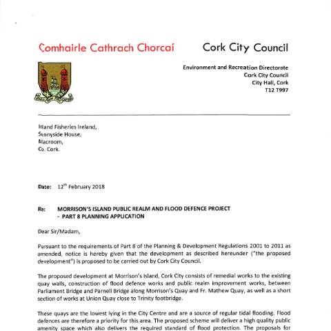 Document preview: Cork City Council - Flood Defence Works — appendix c planning application notice letterpdf 9467 kb — Department of Housing, Local Government and Heritage, Ireland