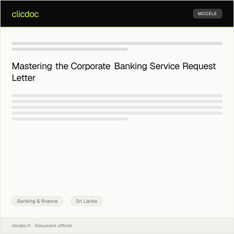 Document preview: Corporate Banking Service Request — Banking & finance, Sri Lanka