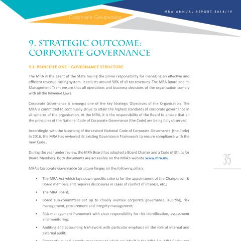 Document preview: Corporate Governance — Reference, Mauritius (CERFA n°AR1819-9)