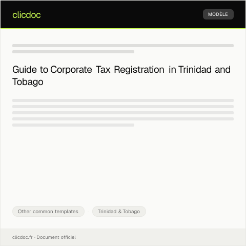 Document preview: Application for Corporate Tax Registration — Other common templates, Trinidad & Tobago