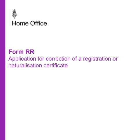 Document preview: Correct a registration or naturalisation certificate — UK Visas and Immigration, United Kingdom