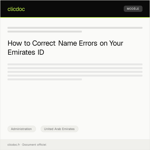 Document preview: Correction Request for Name Error on Emirates ID — Administration, United Arab Emirates
