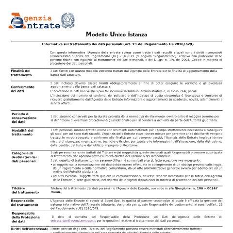 Anteprima documento Correzione dati catastali — Fabbricati e Terreni, Italia