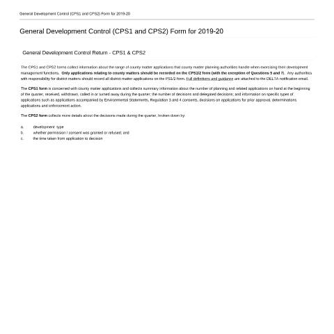 Document preview: 'County' planning matters return (CPS1 and CPS2) — Ministry of Housing, Communities and Local Government, Ministry of Housing, Communities & Local Government (2018 to 2021), Department for Levelling Up, Housing and Communities , United Kingdom