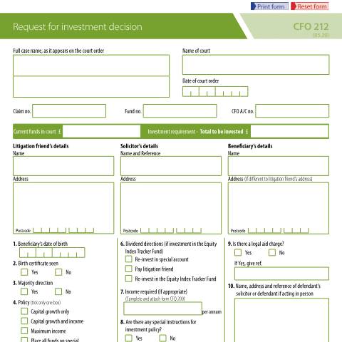 Document preview: Court funds: ask for an investment decision — Ministry of Justice, United Kingdom