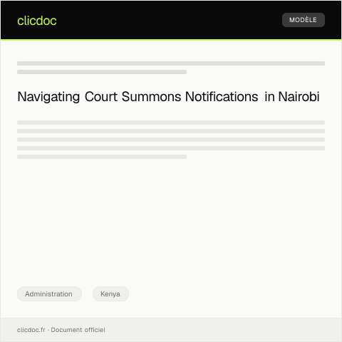 Document preview: Notification of Court Summons for Civil Case in Nairobi — Administration, Kenya