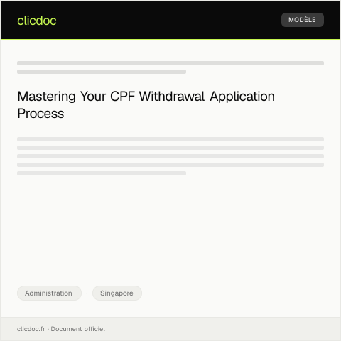 Document preview: Application for CPF Withdrawal or Refund from CPF Board — Administration, Singapore
