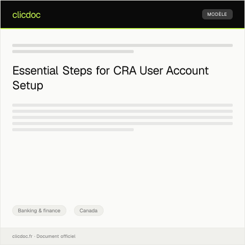 Document preview: CRA digital platform user account setup - Configuration du compte utilisateur de la plateforme numérique de l'ARC — Banking & finance, Canada