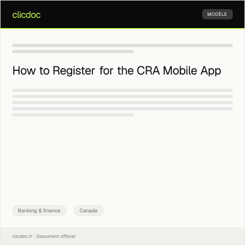 Document preview: CRA mobile app registration - Inscription à l'application mobile de l'ARC — Banking & finance, Canada
