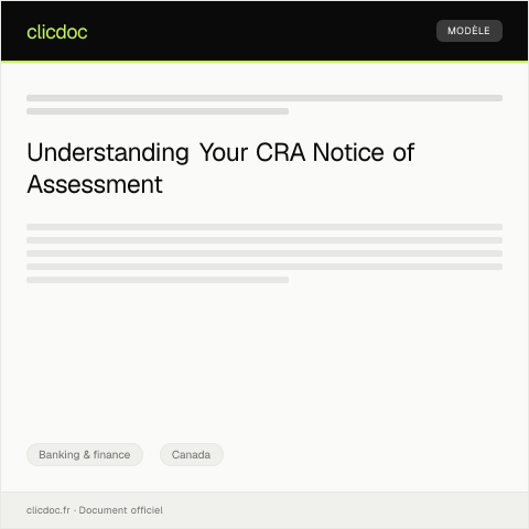 Document preview: CRA Notice of Assessment - Reçu de l'avis de cotisation — Banking & finance, Canada