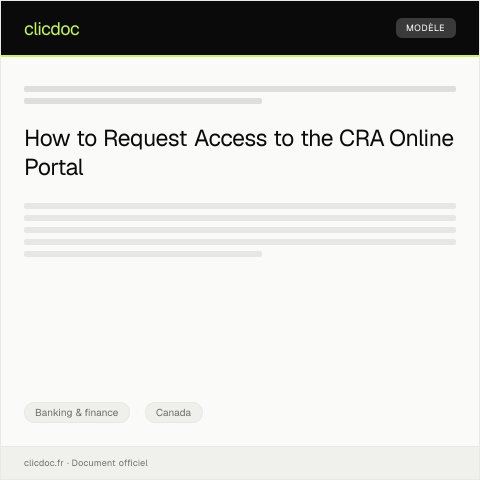 Document preview: CRA online portal access request - Demande d'accès au portail en ligne de l'ARC — Banking & finance, Canada