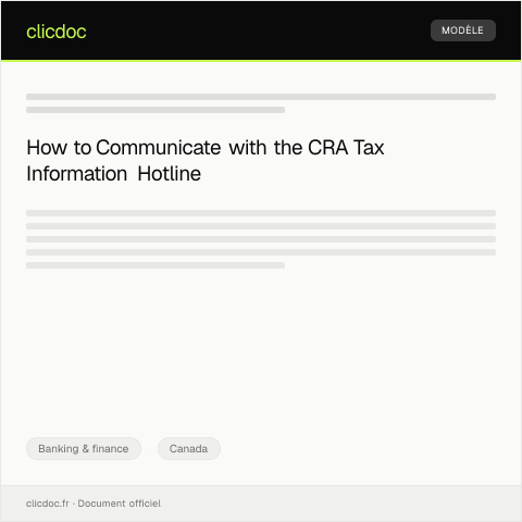 Document preview: CRA tax information hotline contact - Contact de la ligne d'information fiscale de l'ARC — Banking & finance, Canada