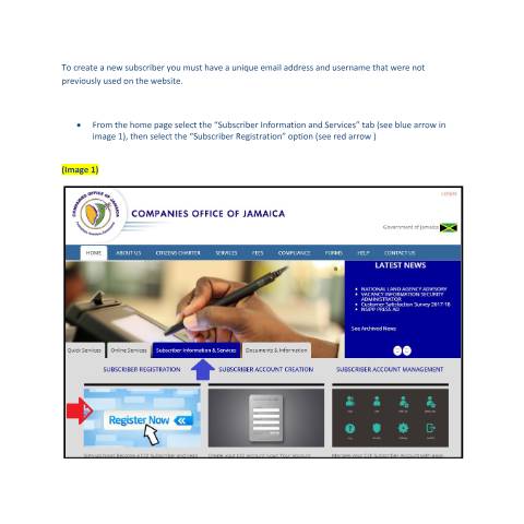 Document preview: How to create a COJ user profile (subscriber) — Guide, Jamaica (CERFA n°Create new subscriber)