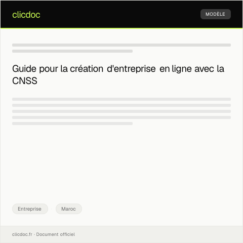 Aperçu du document Création d'entreprise en ligne via le guichet unique — Entreprise, Maroc