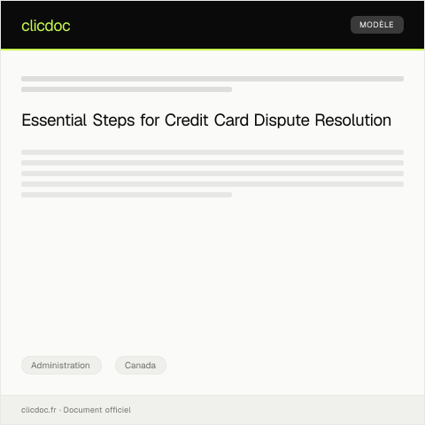 Document preview: Application for Credit Card Dispute Resolution — Administration, Canada