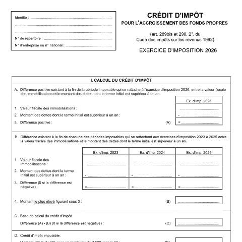 Aperçu du document Crédit d’impôt applicable à l’impôt des personnes physiques — IPP INR/pers.phys., Belgique (CERFA n°155-276j)