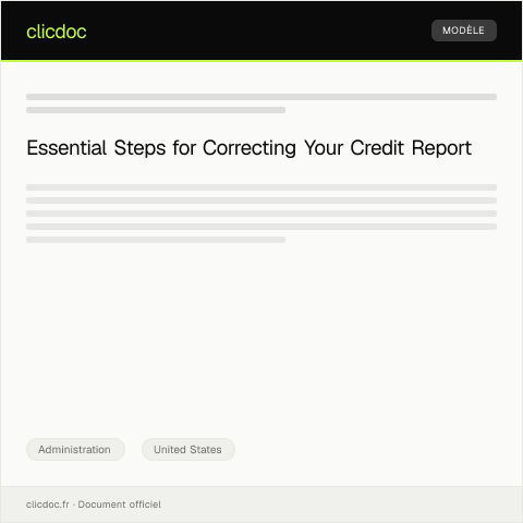Document preview: Application for Credit Report Correction (Experian, Equifax, TransUnion) — Administration, United States
