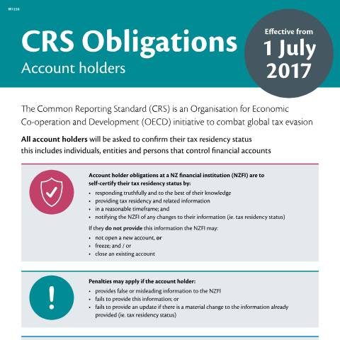 Document preview: Common Reporting Standard obligations — International, New Zealand (CERFA n°IR1220)