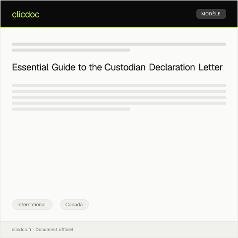 Document preview: Custodian Declaration Form — International, Canada