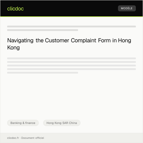 Document preview: Customer Complaint Form / 客戶投訴表 — Banking & finance, Hong Kong SAR China