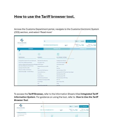 Document preview: Customs Electronic Systems (CES) — how-to-use-the-tariff-browser-tool968b450bd8466ae5be3fff0000f99ba5.pdf — customs_excise, Malta (CERFA n°how-to-use-the-tariff-browser-tool)