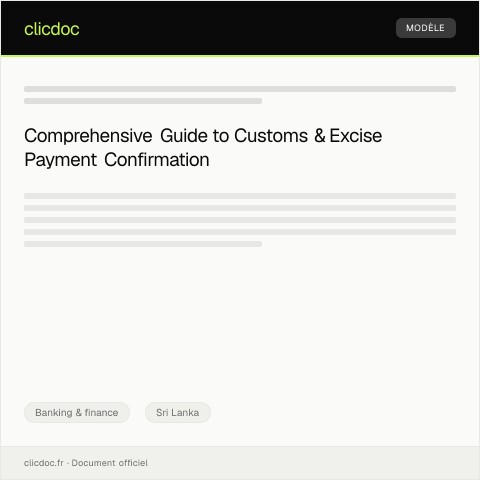 Document preview: Customs & Excise Payment Confirmation — Banking & finance, Sri Lanka