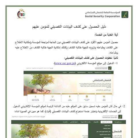Document preview: دليل الحصول على كشف البيانات التفصيلي 1 — دليل الخدمات, الأردن (CERFA n°دليل الحصول على كشف البيانات التفصيلي 1)