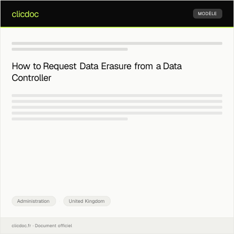Document preview: Request for Data Erasure from Data Controller — Administration, United Kingdom