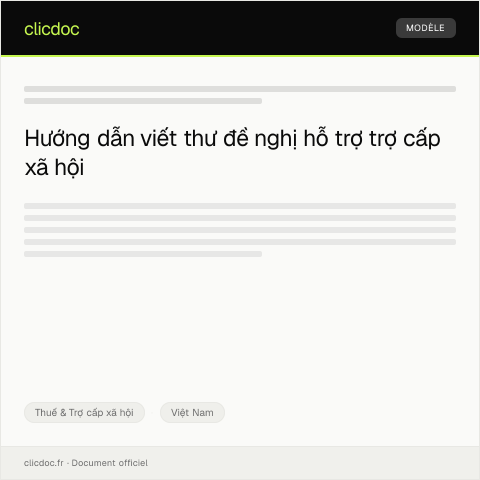 Document preview: Đề nghị hỗ trợ trợ cấp xã hội — Thuế & Trợ cấp xã hội, Việt Nam