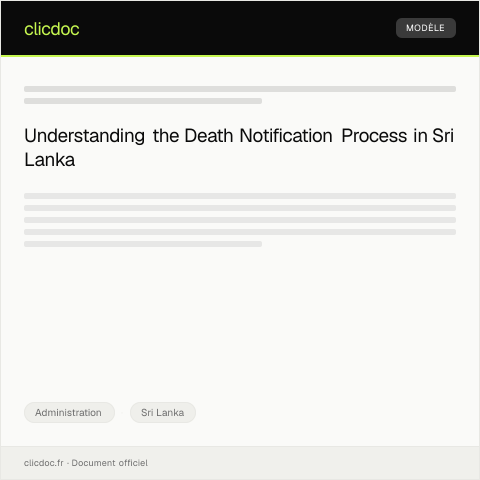 Document preview: Death Notification Form — Administration, Sri Lanka