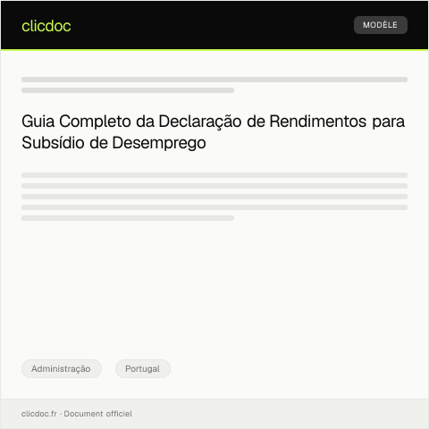 Pré-visualização do documento Declaração de Rendimentos para Subsídio de Desemprego — Administração, Portugal
