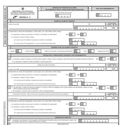 Pré-visualização do documento Declaração Mod. 3 - Rosto — IRS, Portugal (CERFA n°Modelo 3)