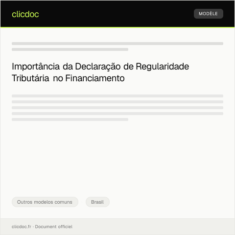 Pré-visualização do documento Declaração de Regularidade Tributária para Financiamento Internacional — Outros modelos comuns, Brasil