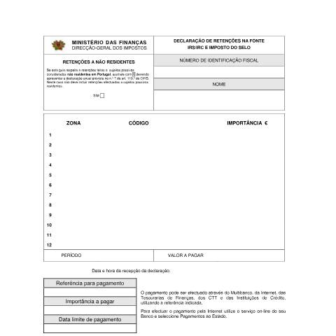 Pré-visualização do documento Declaração de Retenções na Fonte de IRS/IRC e Imposto do Selo — IRS / IRC, Portugal