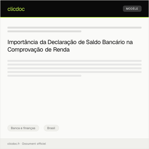 Pré-visualização do documento Declaração de saldo bancário para fins de comprovação de renda — Banca e finanças, Brasil