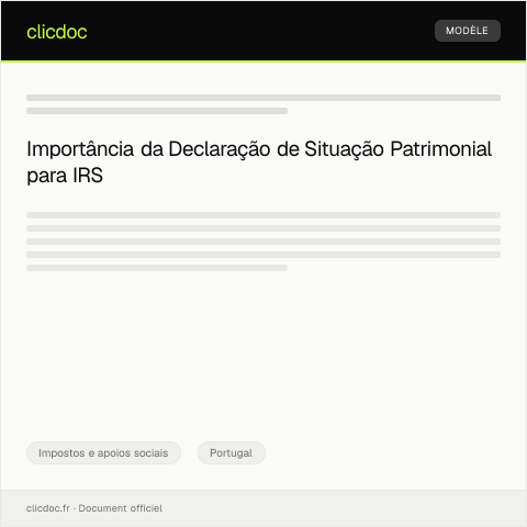 Pré-visualização do documento Declaração de Situação Patrimonial para IRS — Impostos e apoios sociais, Portugal