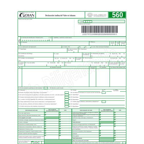 Vista previa del documento Declaración andina del valor en aduana año 2005 — Año 2005, Colombia (CERFA n°F560-2005)