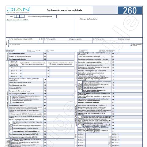 Vista previa del documento Declaración anual consolidada Resolución 000071 de 11 Agosto 2021 – Resolución 000040 de 30 Marzo de 2022 — Año 2022, Colombia (CERFA n°F260-2022)