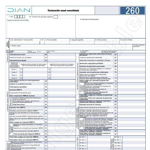 Vista previa del documento Declaración anual consolidada. Resolución 001289 del 21122022 - Resolución 000053 del 31032023 — Año 2023, Colombia (CERFA n°F260-2023)